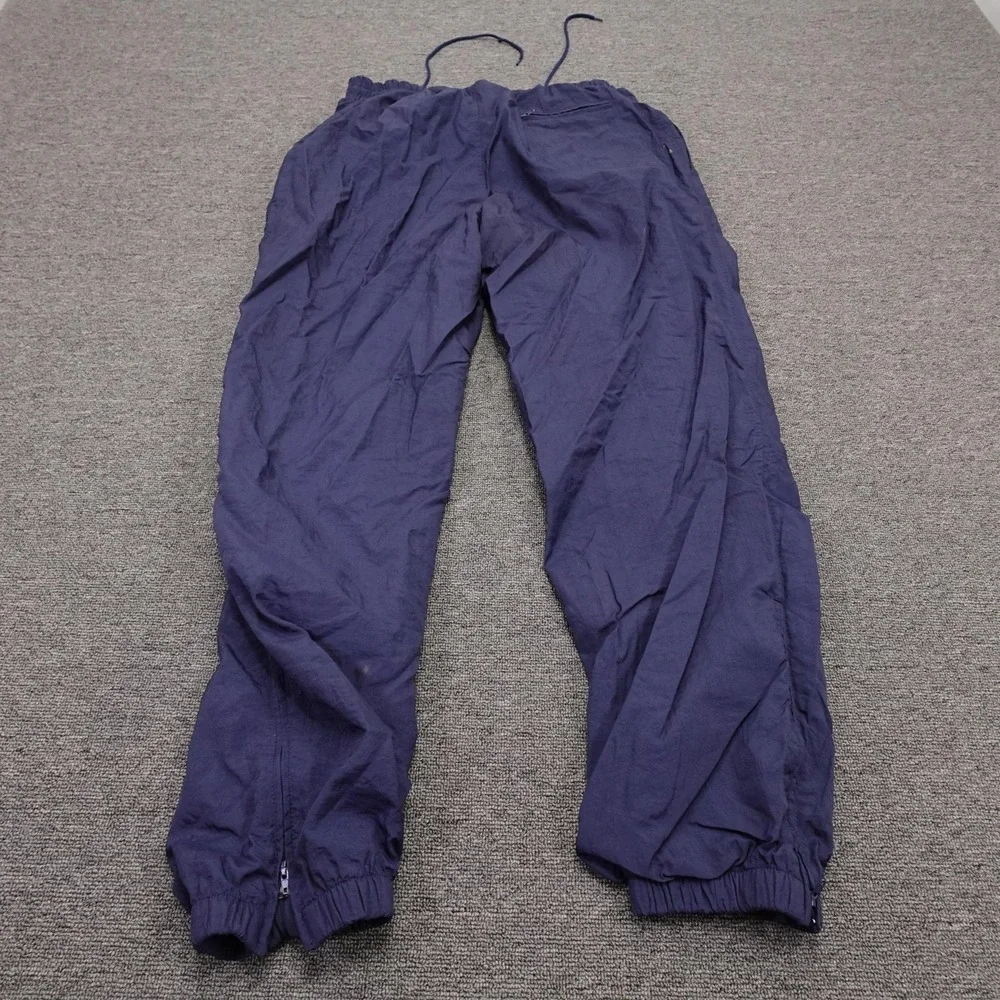 Vintage Adidas Track Pants Mens Medium Blue Nylon Trefoil Ankle Zip 90s
